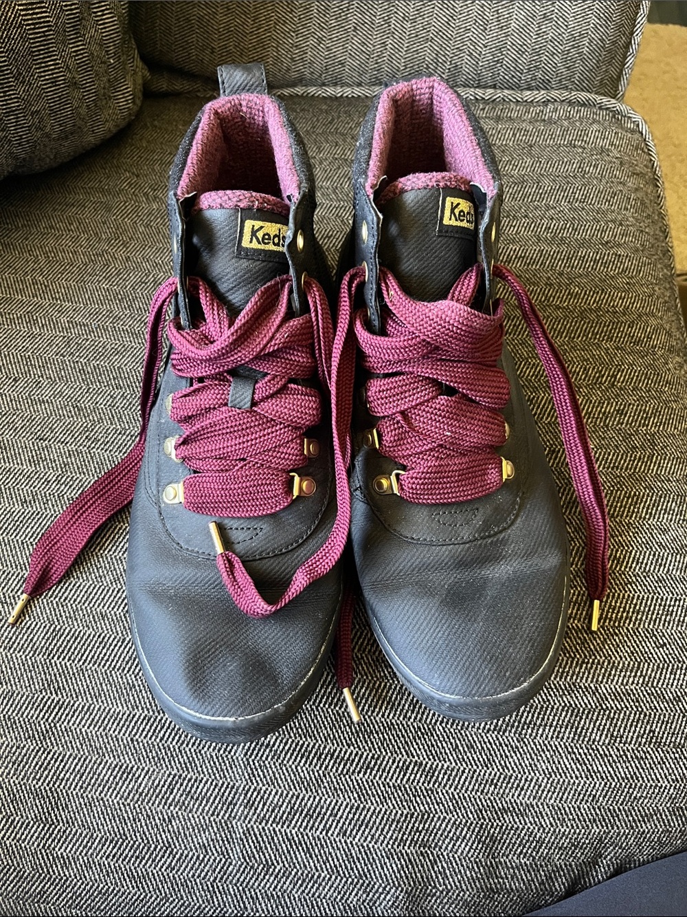 Keds Black High-Top Sneakers with Berry Accents